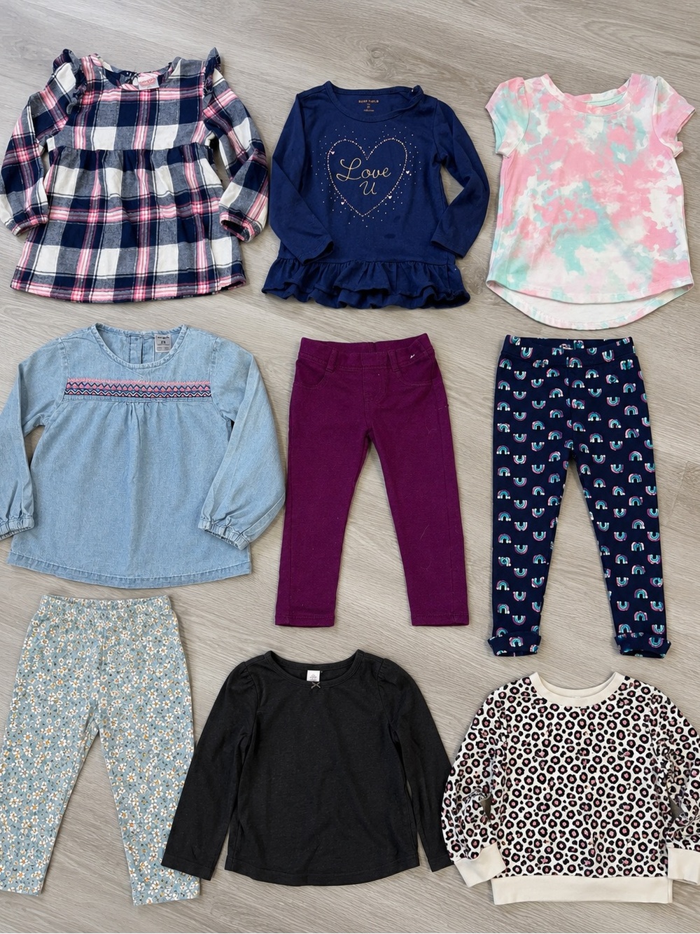 2T Toddler Girl Clothing Bundle Lot Carter’s Jumping Beans 9pc Outfits